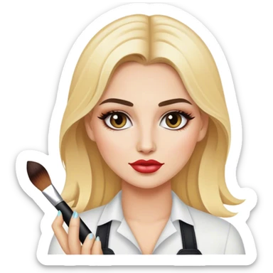 luxury blonde makeup artist portrait sticker