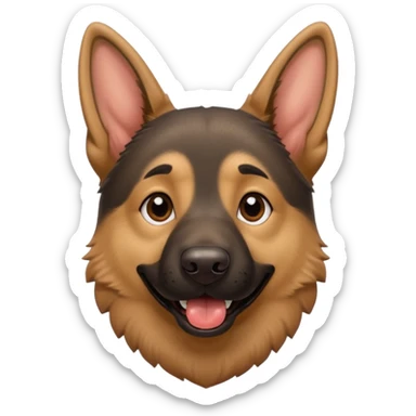 cartoon style dark German Shepherd dog with its tongue hanging out long sticker