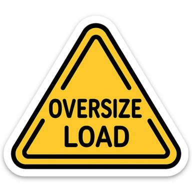 warning sign reading OVERSIZE LOAD in black letters on yellow background, icon style sticker