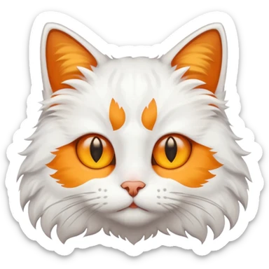 a cat that is a mixture of white and orange, with yellow eyes sticker