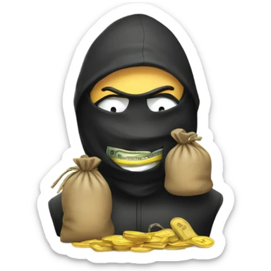 Robber emoji with money sack sticker
