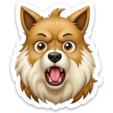 A rabid dog with foam coming out of its mouth, aggressive posture, and wild eyes, looking furious and uncontrollable sticker