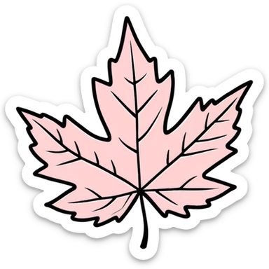 delicate pastel pink maple leaf with veins sticker