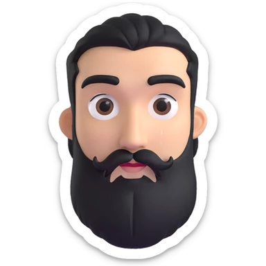 3d male character with bushy beard and thick connected eyebrows sticker