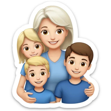 white mum with 3 childrem, 2 boys and 1 girl sticker