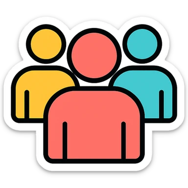 group of people, icon, color outline style, friendly and approachable sticker