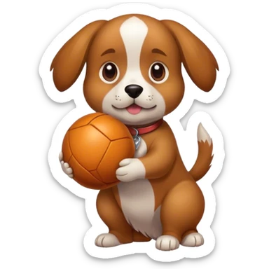Doggy holding a ball sticker