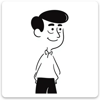 Simple drawing of a man with an unusually large forehead, cartoon character, male sticker