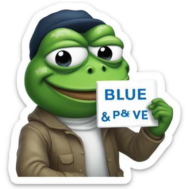 pepe hold sign that says blue PVE'r sticker