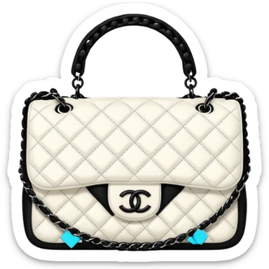 white tweed Chanel bag And black chain sticker