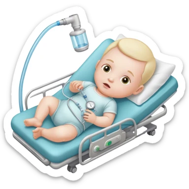 bebe com tubo para respirar sticker