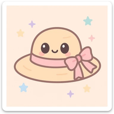 a straw hat with a ribbon, cottage core style, rustic and charming, soft pastel colors sticker