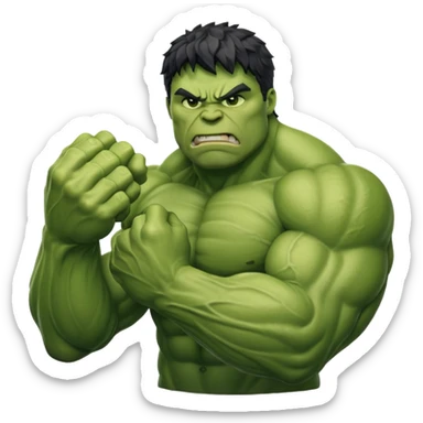 big muscular green cool hulks fist with 5 fingers sticker