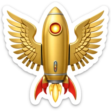 gold ancient wide jetpack with extremely wide rocket wings, back view, no fire sticker