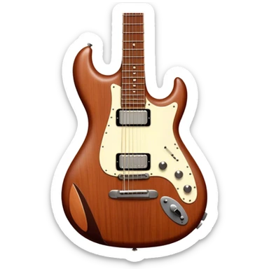 Cinematic Realistic Guitar, smooth mahogany body with intricate wood grain, steel strings reflecting soft light, gentle hand positioning on the fretboard, glowing with warmth and musical soul. sticker