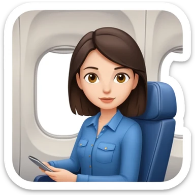 Casual brunette on airplane seat sticker