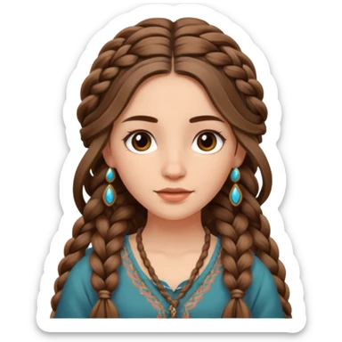 2 long brown boho braided hair wemon sticker