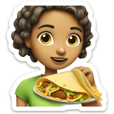 chica comiendo un taco sticker