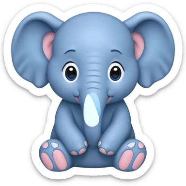 adorable blue elephant, hands clasped, teary-eyed sticker