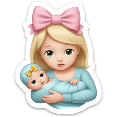 Newborn with a bow sticker