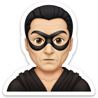 masked man, evil, serial killer, creepy, black hair, older, shoulders sticker