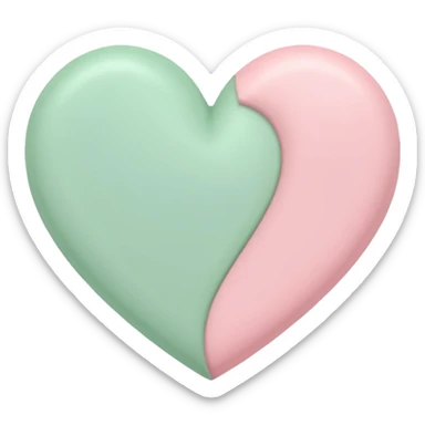 A half pastel green half pastel pink heart sticker