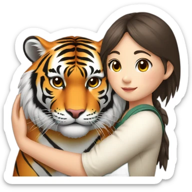 Tiger in arm of Japanese  girl  sticker