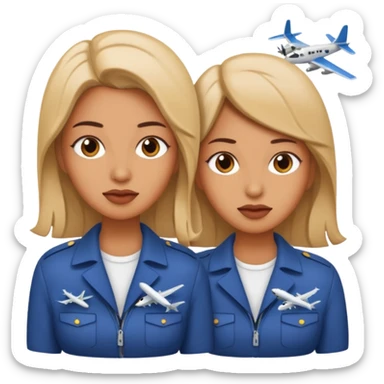 twin women with plane crashing them sticker