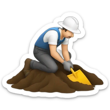 A man digging hole sticker