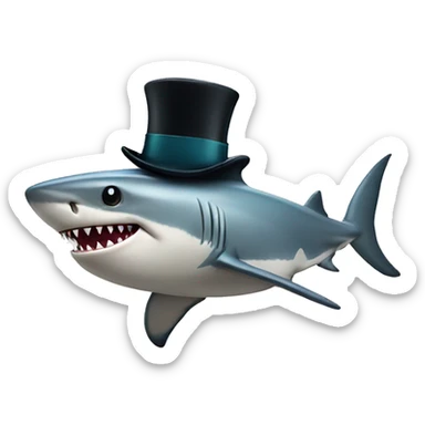 Shark with a top hat sticker