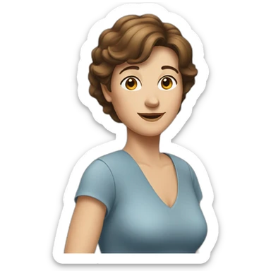 woman in her sixties with brown hair reaching to the shoulder sticker