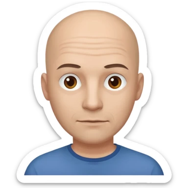 powder white skin bald man brown shirt sticker