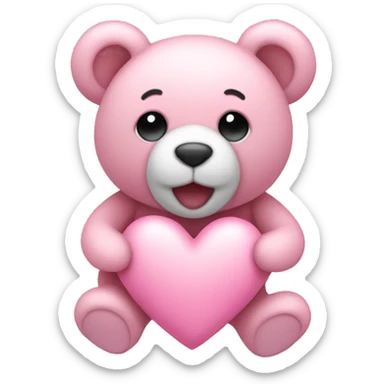 Pastel pink heart with teddy sticker