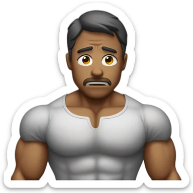 standing man with muscles crying tears sticker