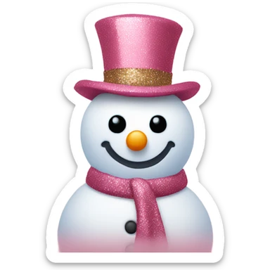 Rose pink snowman with glitter  sticker