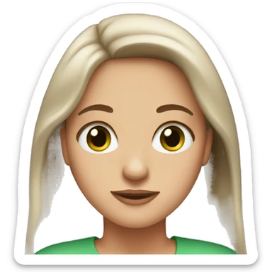 50 year old woman with long brown hair, green eyes sticker