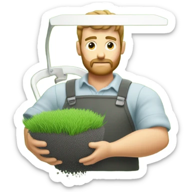 Man spreading granules in yard  sticker