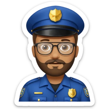 Police officer with glasses and beards sticker