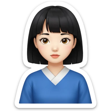 Short hair black bang Korean girl sticker