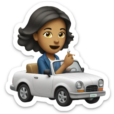 Girl driving smoking sticker