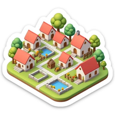 3d-isometric-village sticker