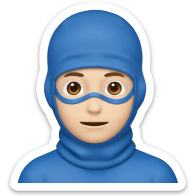 emoji face wearing a blue balaclava, no text sticker