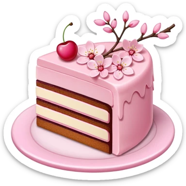 sakura cake slice sticker