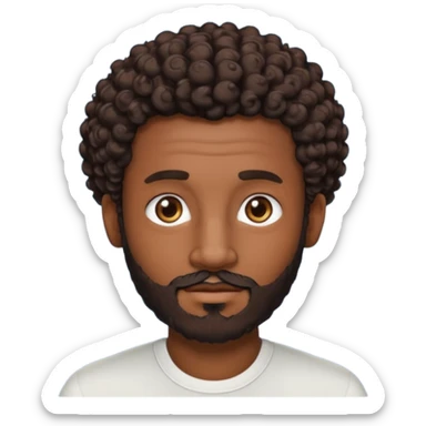 Dark brown skin man with a light beard and a curly   fade haircut with dark brown eyes sticker
