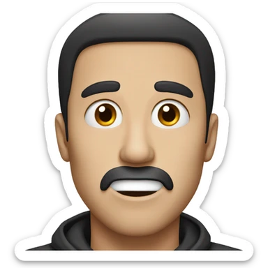 A white man with black hair and brown eyes shocked sticker