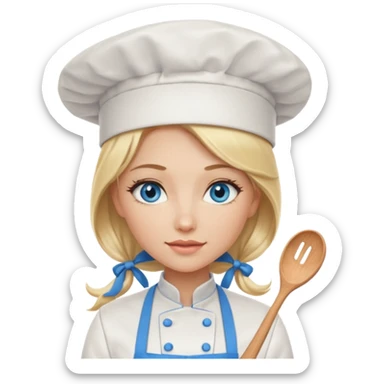 Sexy Long Blonde hair blue eyed female chef sticker