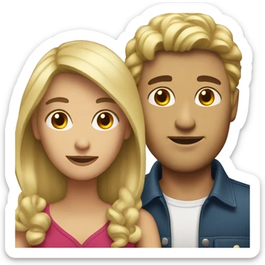 blonde woman with brunette man sticker