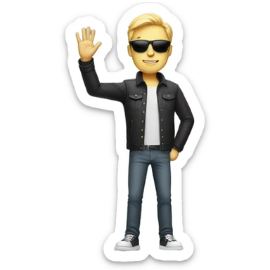 cool white man standing on scene in sunglasses and raising one hand sticker
