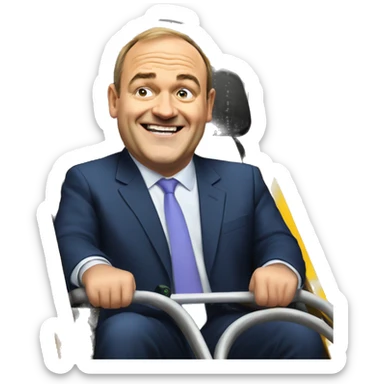 Liberal Democrat leader Ed Davey on a rollercoaster sticker
