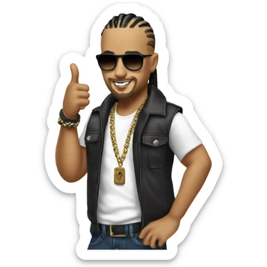 Sean Paul putting a thumbs up sticker